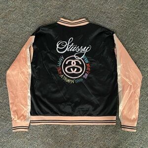 Stussy Black and Pink Bomber Jacket